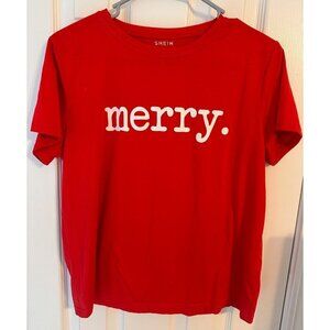 MERRY Christmas Red Tshirt Women's Size M